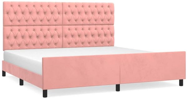 Doppelbett, Bettgestell Modernen mit Kopfteil Rosa 200x200 cm Samt d1103e