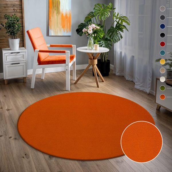 Sanat Teppich Uni, rund, Höhe: 13 mm, robuster Kurzflorteppich, große Farbauswahl, Wohnzimmer, alle Räume