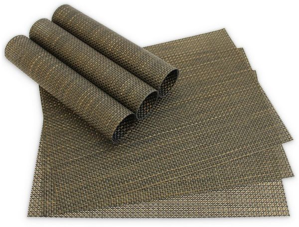 matches21 HOME & HOBBY Platzset Tischsets ELEGANCE 6er Set Schwarz als Tischuntersetzer, (6-St), Abwaschbare Platzsets als Tischunterlagen für Ess-Tisch Tisch-Deko