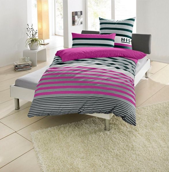 OTTO home Bettwäsche Majoran, Polycotton recycelt, 2 teilig, gestreifte Bettwäsche, Marke H.I.S by OTTO home