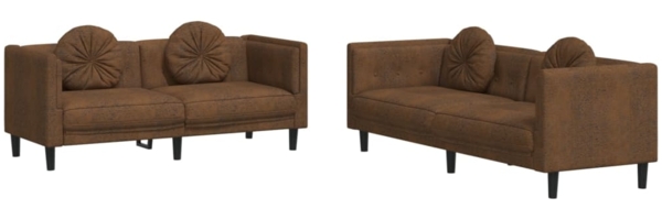 vidaXL 2-tlg. Sofagarnitur mit Kissen Braun Samt 3209266
