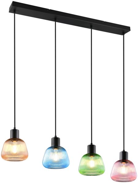 Pendelleuchte QUENYA mit Glasschirmen Bunt 4-flammig, Breite 90cm Bild 2