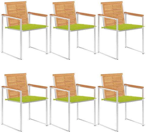 vidaXL Gartenstühle 6 Stk. mit Kissen Massivholz Teak 3078592