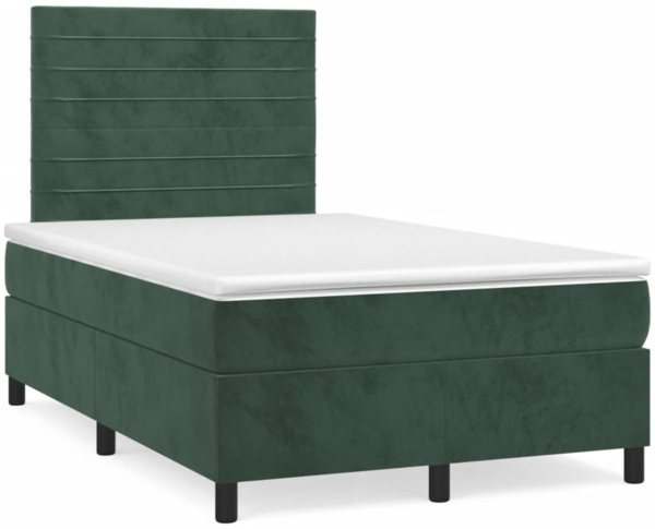 vidaXL Boxspringbett mit Matratze Dunkelgrün 120x200 cm Samt 3143076