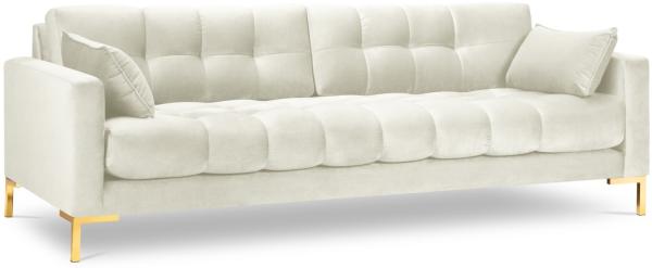 Micadoni Sofa Mamaia 4-Sitzer Samt Bluvel Helles Beige goldene Beine