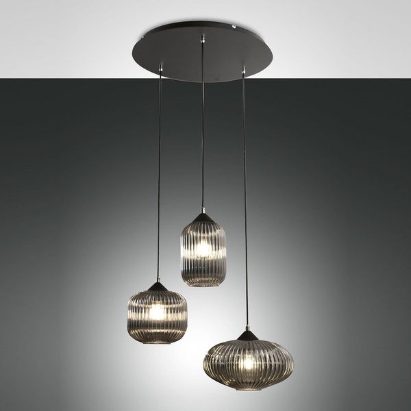 Fabas Luce 3662-47-126 Pendelleuchte Nordal 3-flammig grau schwarz E27