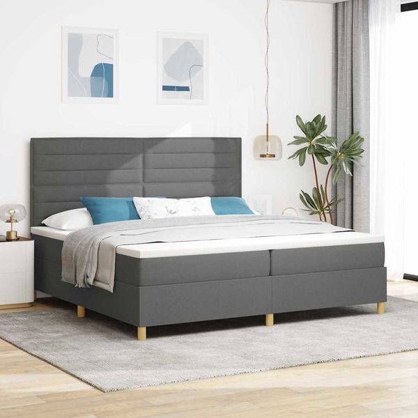 vidaXL Boxspringbett mit Matratze Dunkelgrau 200 x 200 cm Stoff 3339568