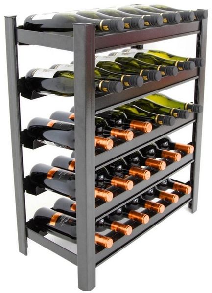 PROREGAL® Weinregal TOSKANA HxBxT 75x60x30cm 30 Flaschen auf 5 Ebenen Schwarz, Stabiles Weinregal Flaschenhalter Flaschen Regal Getränkeregal