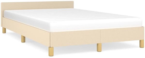 Einzelbettgestell Design für Erwachsene ohne Matratze Creme 120x190 cm Stoff d4285e
