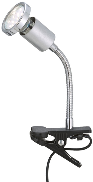 LED Klemmleuchte, chrom, titanfarben, Flexo-Arm, H 22 cm