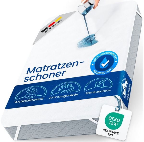 Matratzenschoner wasserdicht & atmungsaktiv – perfekter Sitz dank Eckgummis bis 30 cm leevitex®, waschbar bei 60 °C, trocknergeeignet & OEKO-TEX® zertifiziert