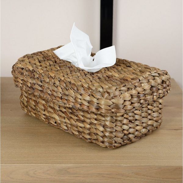 wohnfreuden Aufbewahrungsbox Kosmetiktücher-Box aus Wasserhyazinthe 29 cm
