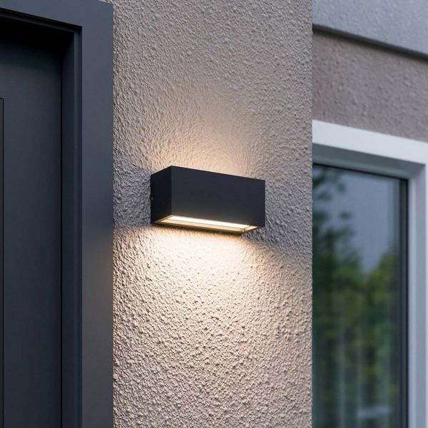 Lucande Außen-Wandleuchte Bente, Metall, Schwarz IP54, 1 x 15 W LED