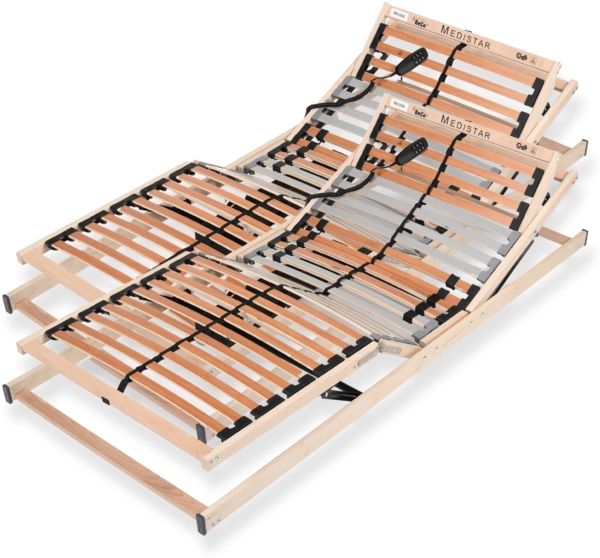 Lattenrost 200x200 cm elektrisch verstellbares Kopf & Fußteil fertig montiert 28 Latten 5 Zonen 150?kg Traglast Birkenschichtholz Made in Germany