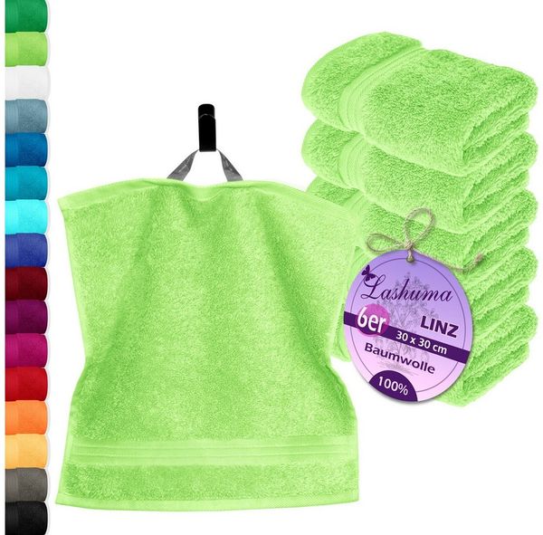 Lashuma Waschlappen - Seiftücher Linz, (Spar-Set, 6-St), Waschlappen Set grün 30x30 cm