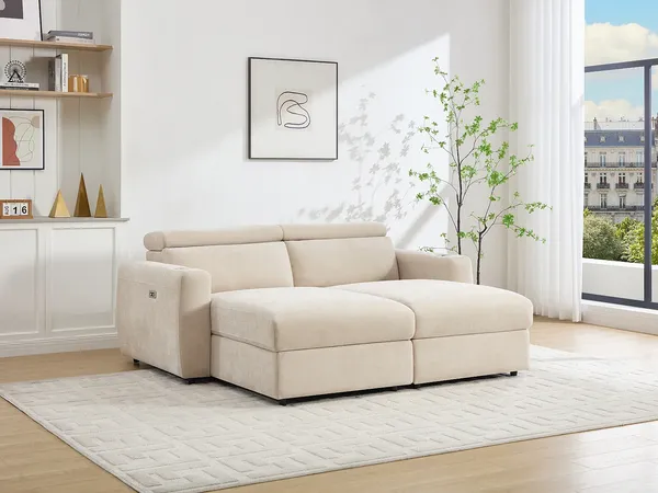 Vente-unique - BERALDA Sofa Stoff Beige - B 175 cm x H 78 cm x L 196 cm