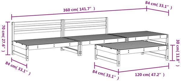 vidaXL 4-tlg. Garten-Lounge-Set Weiß Massivholz Kiefer 3186593 Bild 6