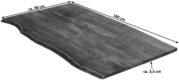 Tischplatte Baumkante massiv Akazie nussbaum 180 x 90 MILO 76630150 Bild 2
