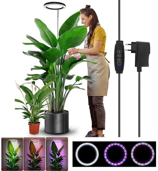 Jibenhome Pflanzenlampe 160LEDs Vollspektrum Pflanzenleuchte, mit Zeitschaltuhr, für große Pflanzen, Höhenverstellbares, 3 Modi und 9 Helligkeit