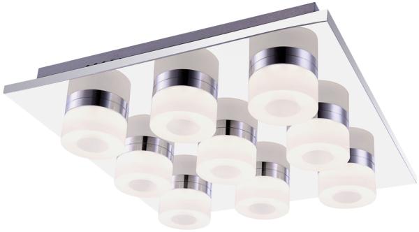 LED Deckenleuchte, 9-Flammig, chrom, satiniert, L 36 cm