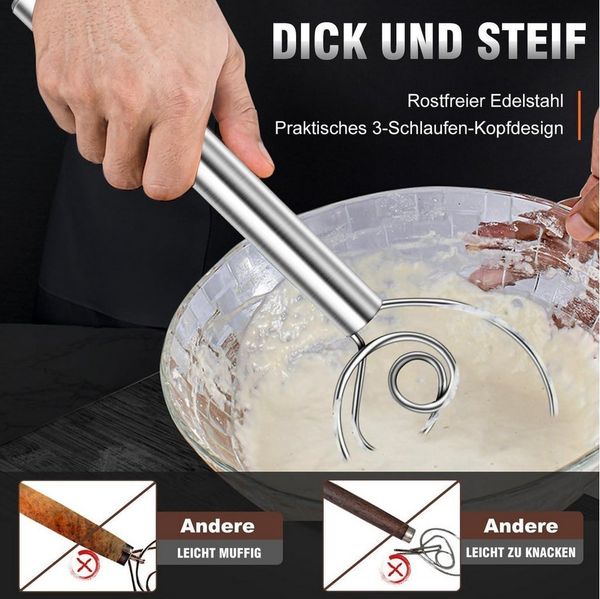 LuxusKollektion Backform Teigbesen Doppellöcher 2 Stück edelstahl dänischer schneebesen Silber