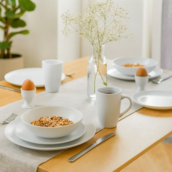 NTK-Collection Frühstücks-Geschirrset 20-teiliges Tafelservice in Weiß (20-tlg), Keramik, Frühstücksset Geschirrset