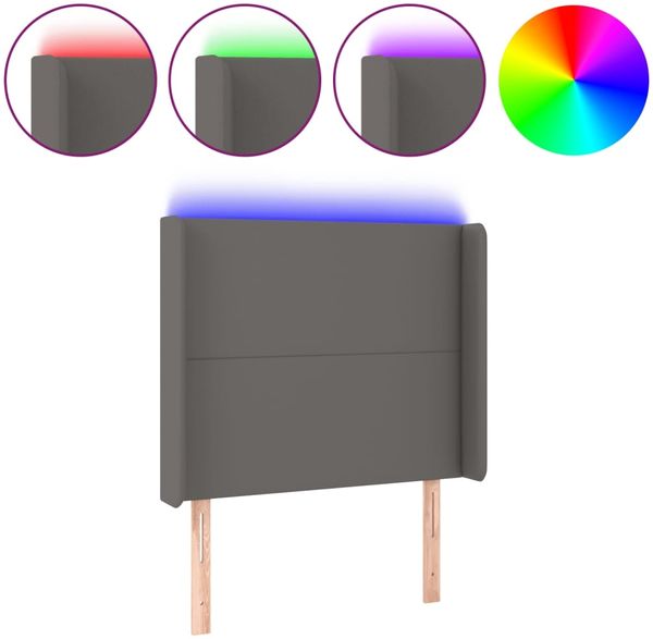 LED Kopfteil, Bettkopfteil, Minimalistisch Grau 93x16x118/128 cm Kunstleder