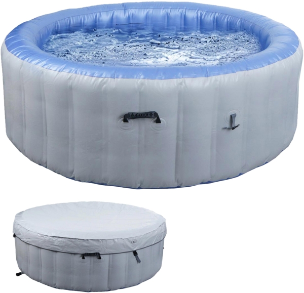 Whirlpool HWC-N97, Ersatz-Pool 5 Personen, In-/Outdoor aufblasbar PVC laminiert, rund Ø198cm, grau-blau