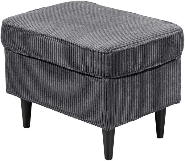 Fußhocker >OSKAR< in ash, Stoffbezug, weich, 100% Polyester - 63x43x42cm (BxHxT)