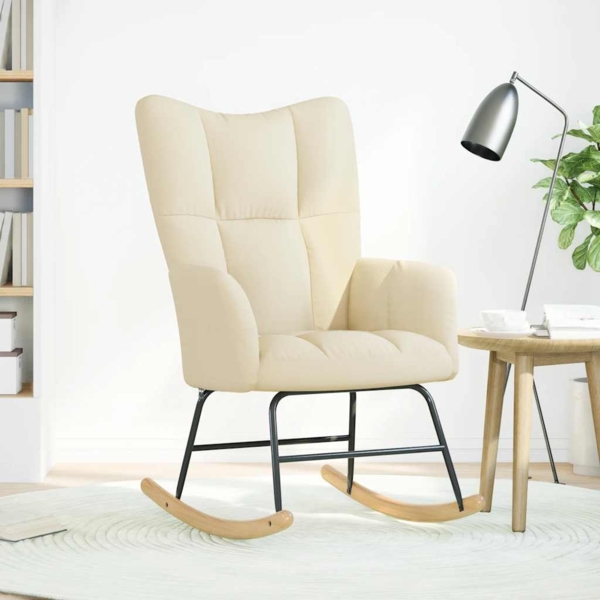 vidaXL Schaukelstuhl Creme Stoff 4016796