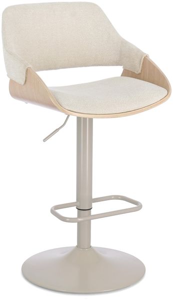 Barhocker Annexro aus Stoff, modern und drehbar, höhenverstellbar in Beige Moon, mit Fußstütze