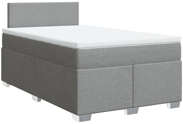 vidaXL Boxspringbett mit Matratze Hellgrau 120x200 cm Stoff 3285848 Bild 2