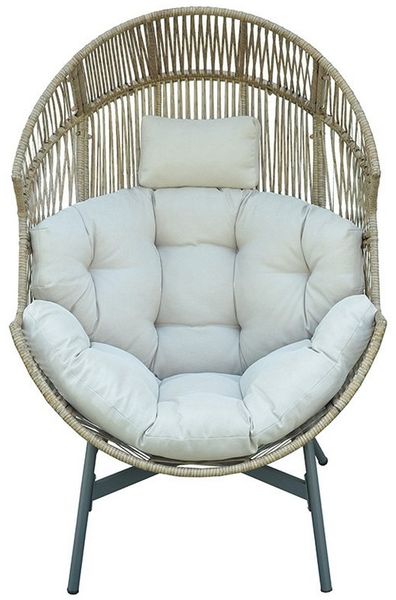 acamp Loungesessel Outdoor Sessel Geflecht Outdoor mit Kissen wetterfest Garten (gepolsterte Sitz und Rückenkissen abnehmbar wasserabweisend), Kunststoff Geflecht in Flechtoptik mit rostgeschütztem Gestell