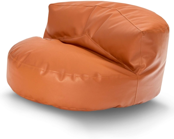 Green Bean Sitzsack Sofa aus Kunstleder mit EPS Perlen Füllung - Lounge im Sitzsack-Design 90 x 50 cm mit ergonomischer Rückenlehne - Cognac