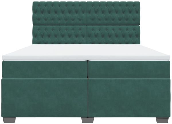 vidaXL Boxspringbett mit Matratze Dunkelgrün 200x200 cm Samt 3291011 Bild 4