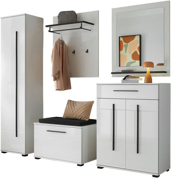 Home affaire Garderoben-Set Cantara, moderne Garderobe, Komplettset mit viel Stauraum, (Komplett-Set, 5-St)