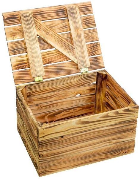 Kistenkolli Altes Land Allzweckkiste 2er set Obstkiste geflammt mit Deckel 48 x 36 x 27cm (Spar-Set, 2er Set)