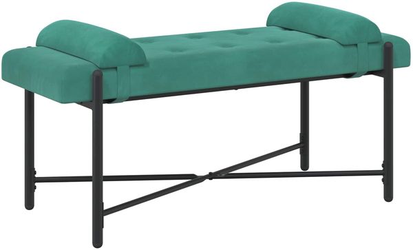 vidaXL Knopfgepolsterte Bank mit Kissen Türkis 110 x 40 x 46 cm Samt 42038395
