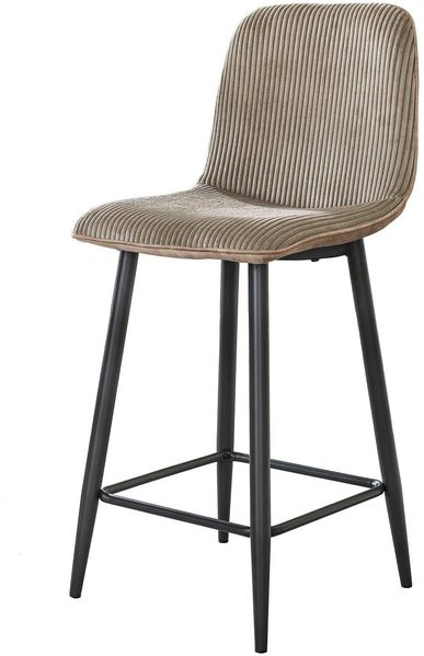 Barhocker Balurne im 2er-Set mit Cord-Bezug, modern mit Lehne, Sand, gepolstert und bequem