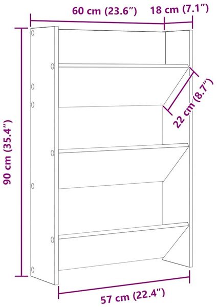 vidaXL Wand-Schuhschränke 2 Stk. Sonoma-Eiche 60x18x90cm Holzwerkstoff 806766 Bild 11