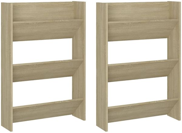 vidaXL Wand-Schuhschränke 2 Stk. Sonoma-Eiche 60x18x90cm Holzwerkstoff 806766 Bild 2