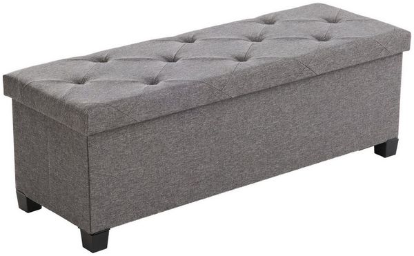 ANYSUN Sitzbank mit Stauraum, Sitztruhe schlafzimmer bis 300 kg, 132 L, mit Holzbeinen, für Bettende