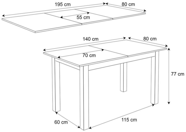 Lookway Klapptisch Ausklappbarer Tisch für 6-8 Personen Wohnzimmer ARTON 140 cm, Breite: 140-195 Bild 3