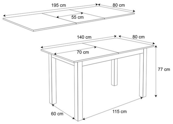 Lookway Klapptisch Ausklappbarer Tisch für 6-8 Personen Wohnzimmer ARTON 140 cm, Breite: 140-195 Bild 4