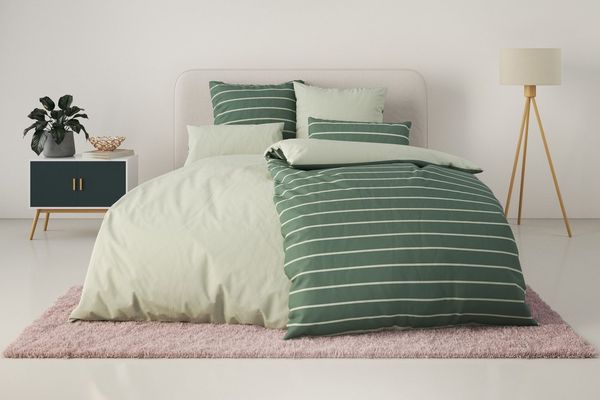OTTO home Bettwäsche Katja, Linon, 2 teilig, Bettwäsche aus Baumwolle, Bettwäsche mit Streifen-Design, Wendeoptik