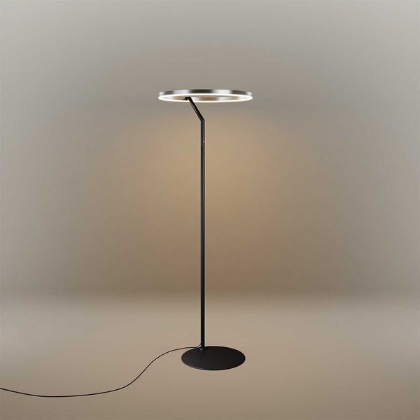 s.luce Ring LED-Stehleuchte Ø 60cm mit Touchdimmer Alu-Gebürstet, Schwarz