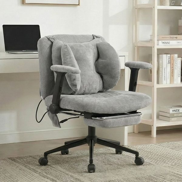 Leawin Drehstuhl Ergonomischer Bürostuhl mit Air-Lordosenstütze & breitem Sitz, Bequemer Schreibtischstuhl mit Rollen, weich gepolstert, 150 kg