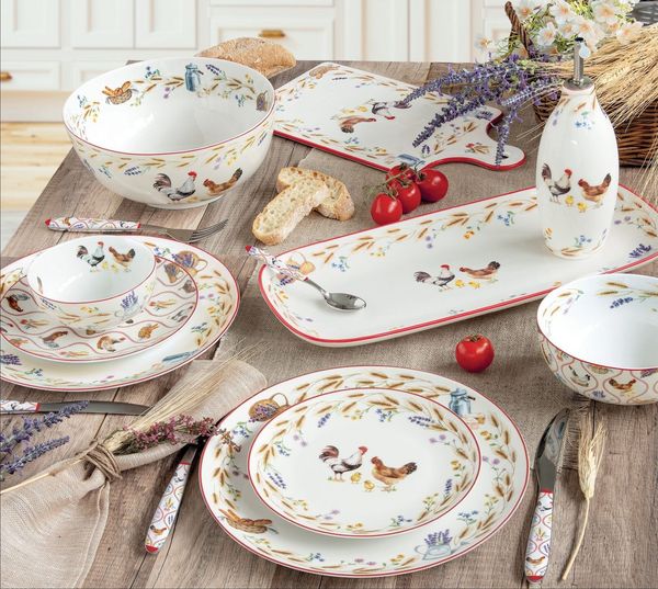 EasyLife Platzset Country Life, Spülmaschinengeeignet, Mehrfarbig, Hühner, H: cm