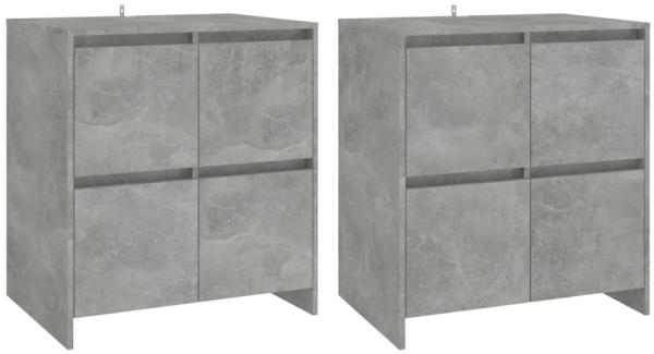 vidaXL Sideboards 2 Stk. Betongrau 70x41x75 cm Holzwerkstoff 3098092