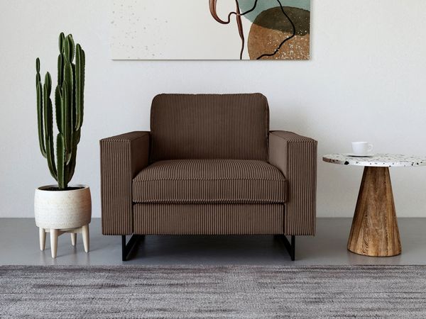 Home affaire Loveseat Pinto 105 cm, Cord, Chenille, Lederoptik, mit Keder, Metallfüßen und auch in Cord Bezug erhältlich